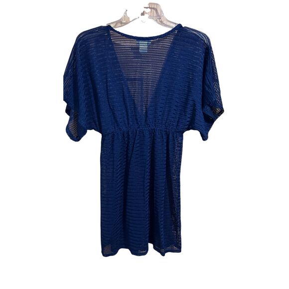 Jordan Taylor Navy Blue V-Neck Sheer Swimsuit Cover Up Size M - Picture 6 of 8